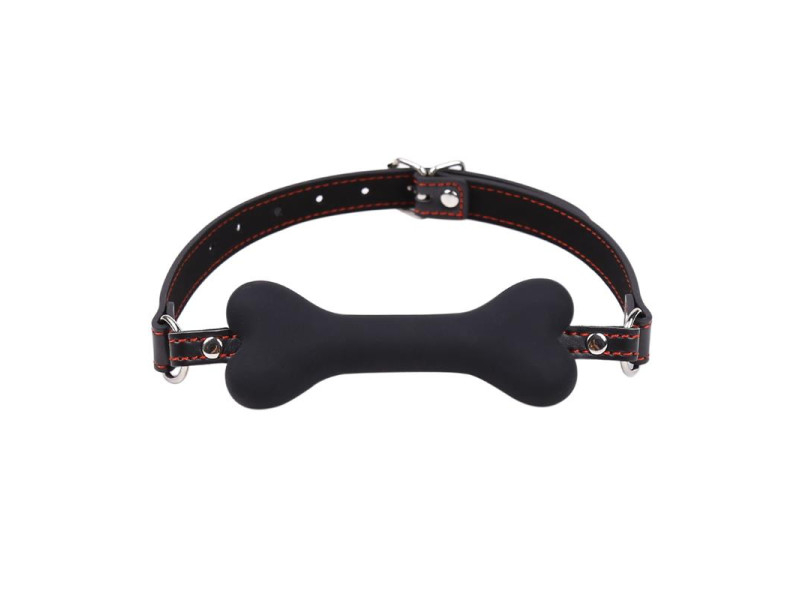 Mordaza Forma de Hueso Silicona 12 cm Negro