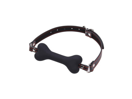 Mordaza Forma de Hueso Silicona 12 cm Negro