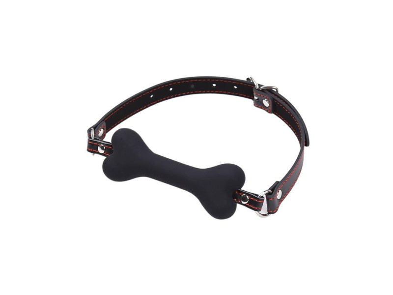 Mordaza Forma de Hueso Silicona 12 cm Negro