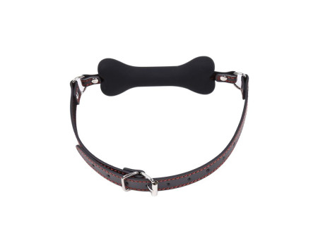 Mordaza Forma de Hueso Silicona 12 cm Negro