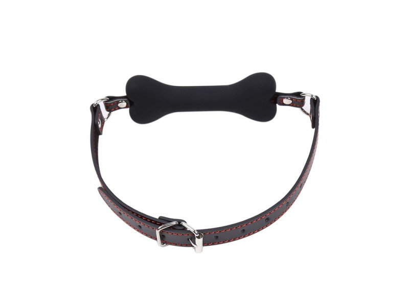 Mordaza Forma de Hueso Silicona 12 cm Negro