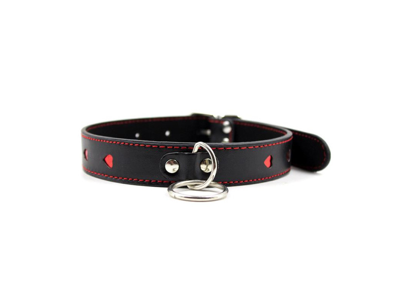 Collar con Cadena de Metal Negro Rojo