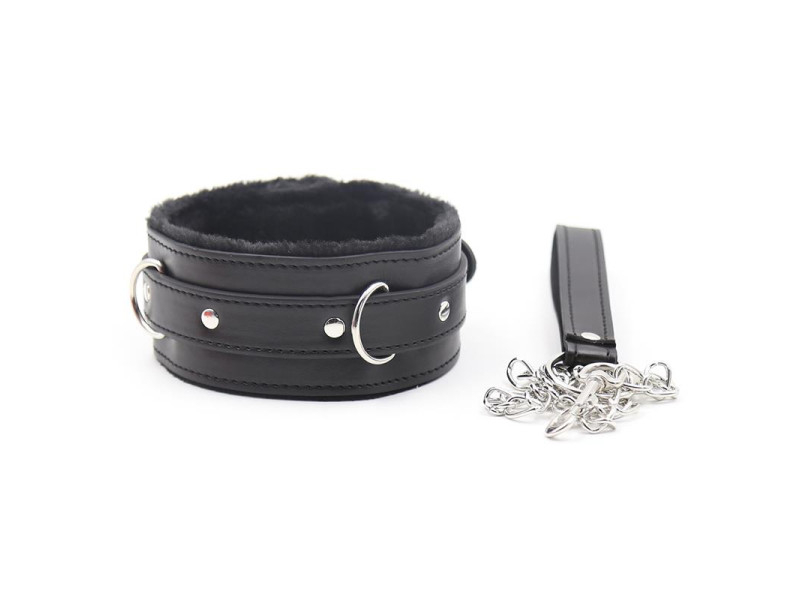 Collar con Correa de Metal Negro