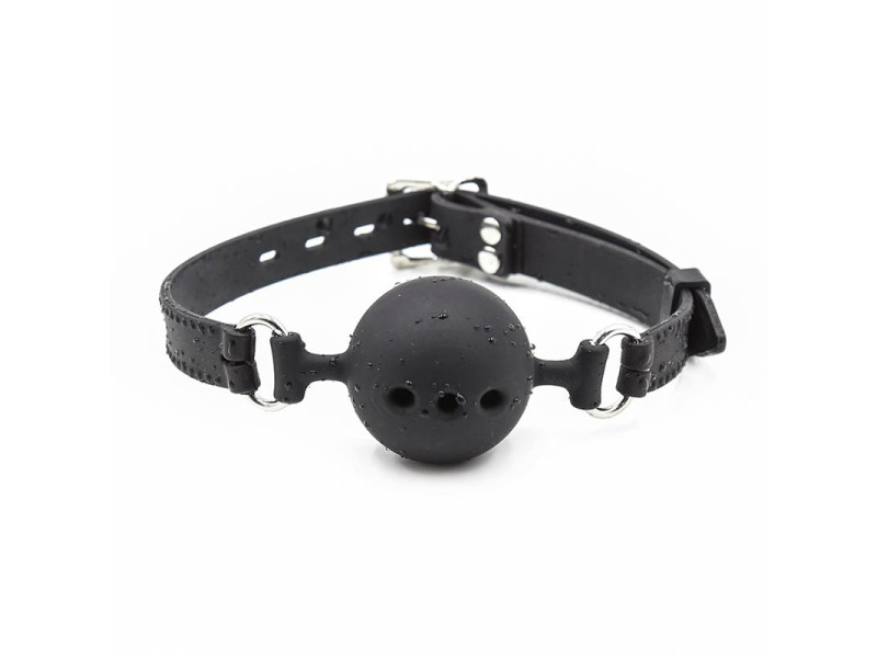 Mordaza de Bola Transpirable de Silicona 45 cm Talla M Negro