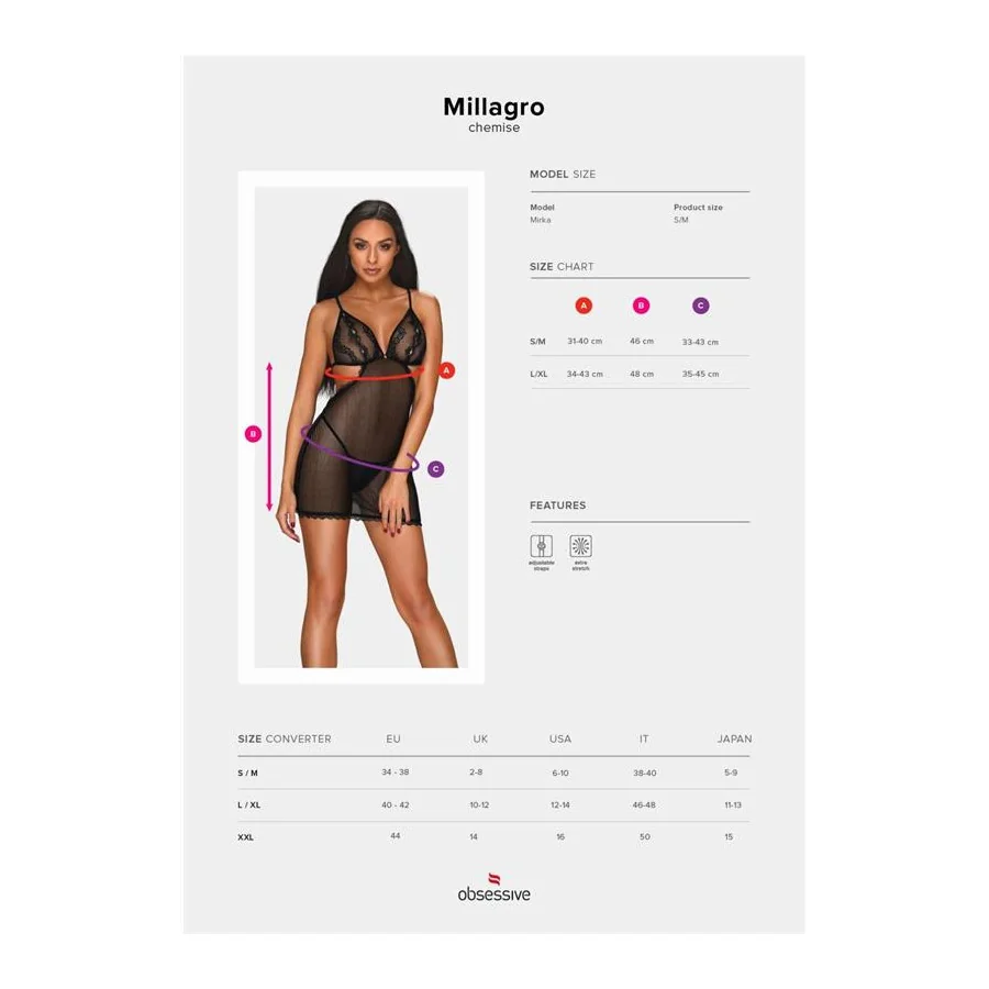 Millagro Vestido Semi Transparente de Rejilla