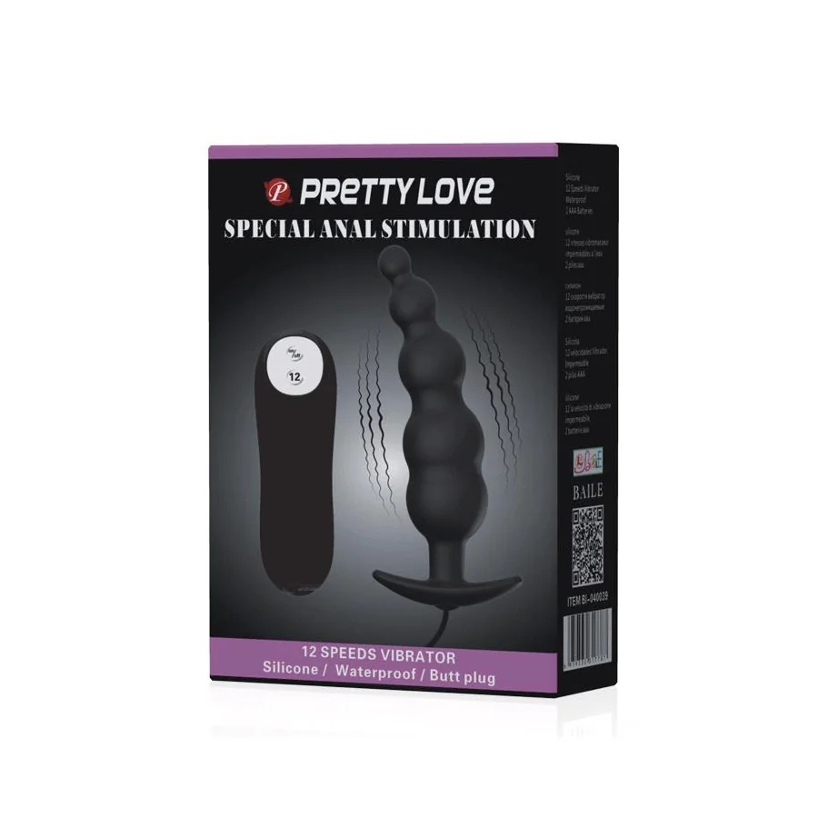 Vibrador Anal Burbujas Negro con Control Remo cl70